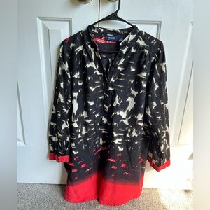 Silence + Noise Black and Red Patterned Blouse